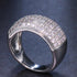 Exquisite Pave 14K White Gold Plated Multi Row Cubic Zirconia Men Women Ring
